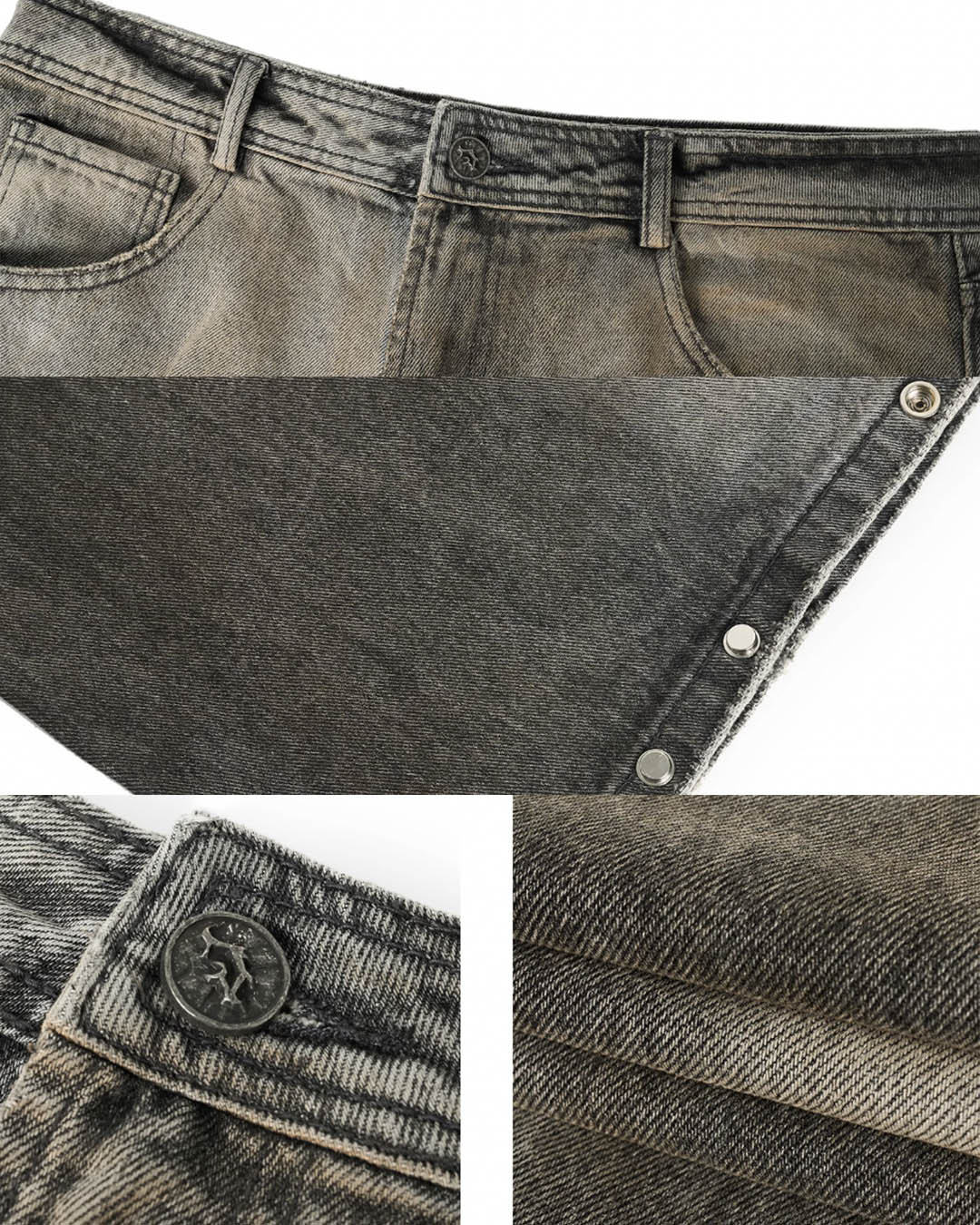 JHYQ Washed Dirty Dyed Gray Baggy Jeans | Face 3 Face