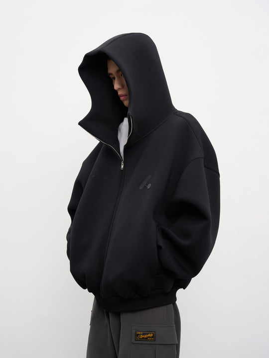 AFGK Air Layer High Collar Embroidered Oversized Zip-Up Hoodie | Face 3 Face