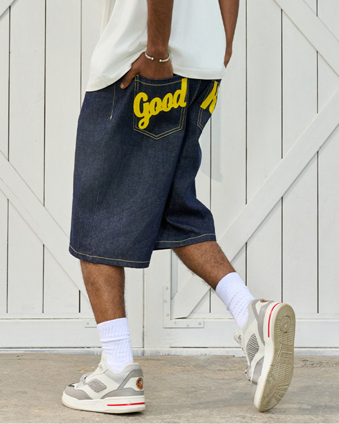 AFGK Color Print & Stitch Denim Shorts / Jorts | Face 3 Face