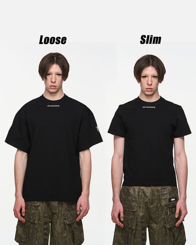 BLIND NO PLAN Loose & Slim Embroidered Logo Tee | Face 3 Face