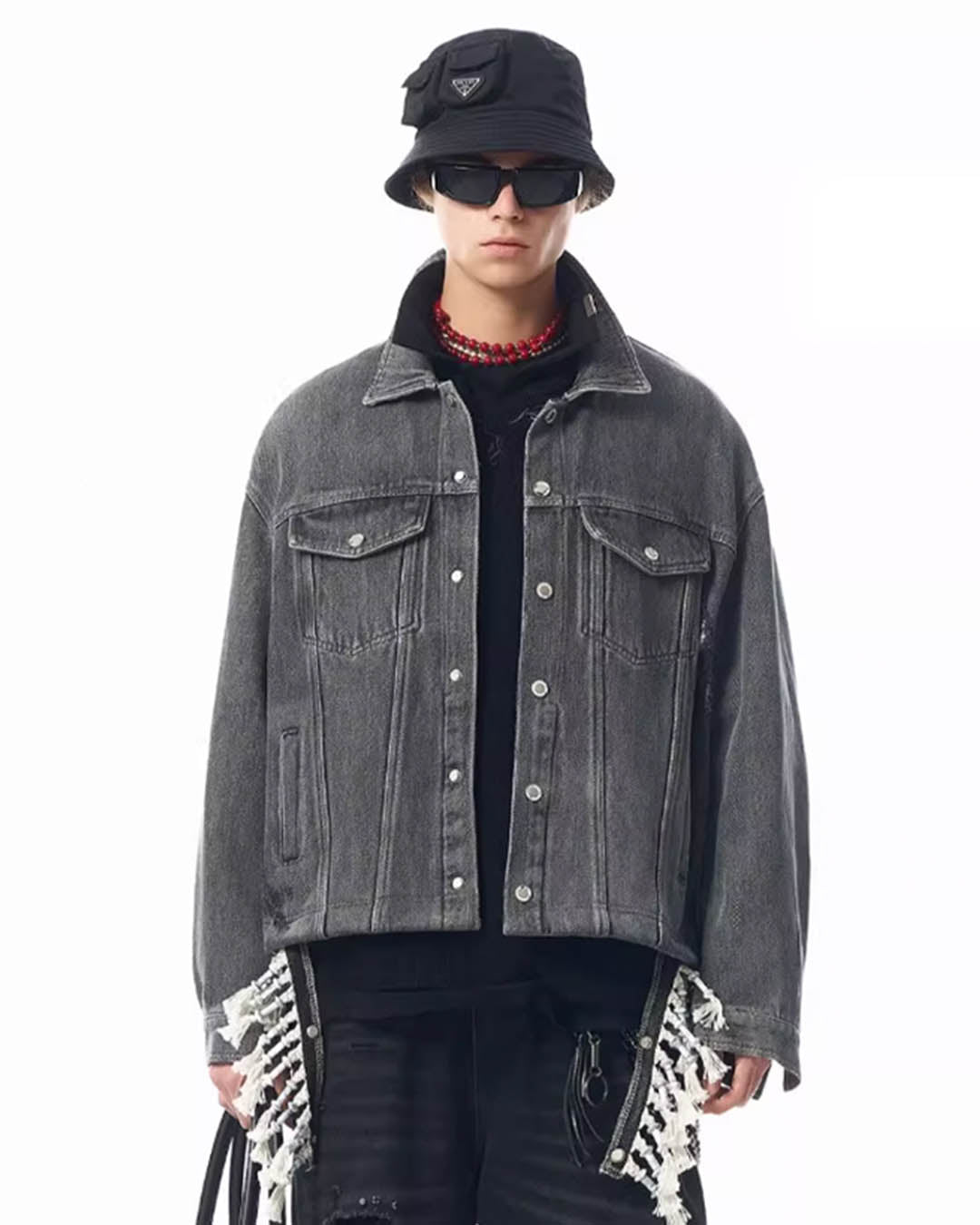 JHYQ Frayed Detachable Denim Jacket | Face 3 Face