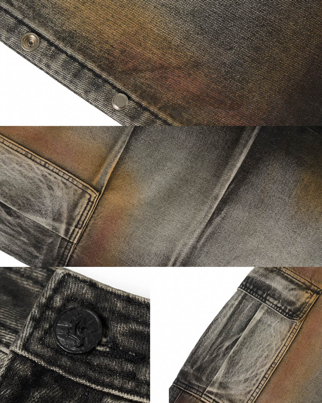 JHYQ Dirty Dyed Large Pockets Baggy Cargo Jeans | Face 3 Face