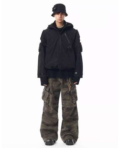 JHYQ Pleated Light Camouflage Adjustable Leg Baggy Cargo Pants | Face 3 Face