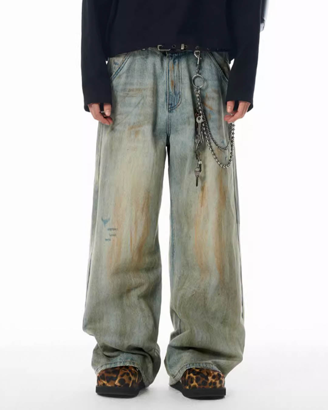 JHYQ Vintage Dirty Dyed Washed Baggy Jeans | Face 3 Face