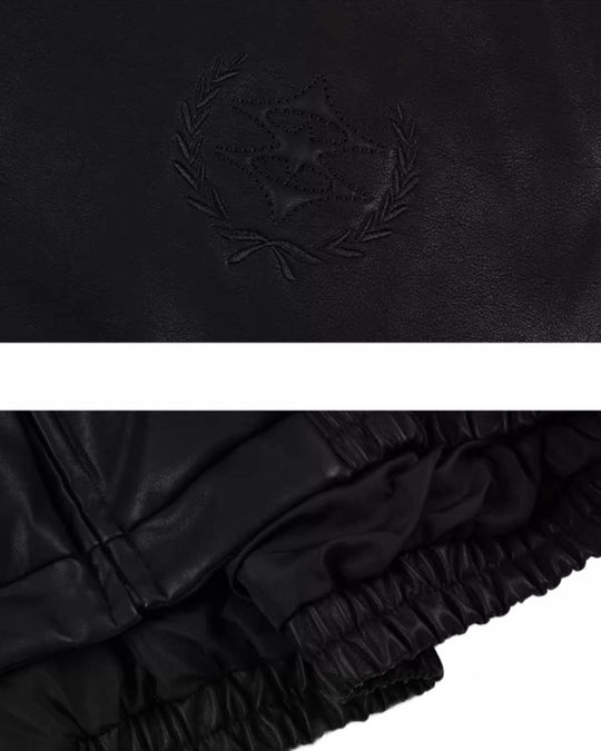 1807 3D Embroidery  Leather Down Jacket | Face 3 Face