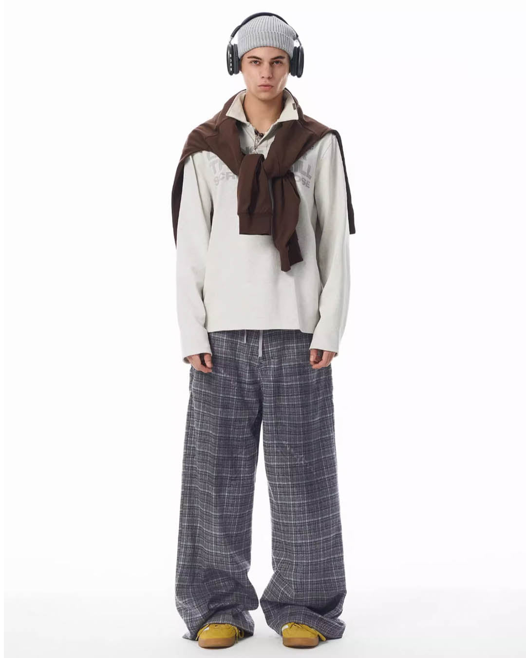 JHYQ Plaid Draped Baggy Pants | Face 3 Face