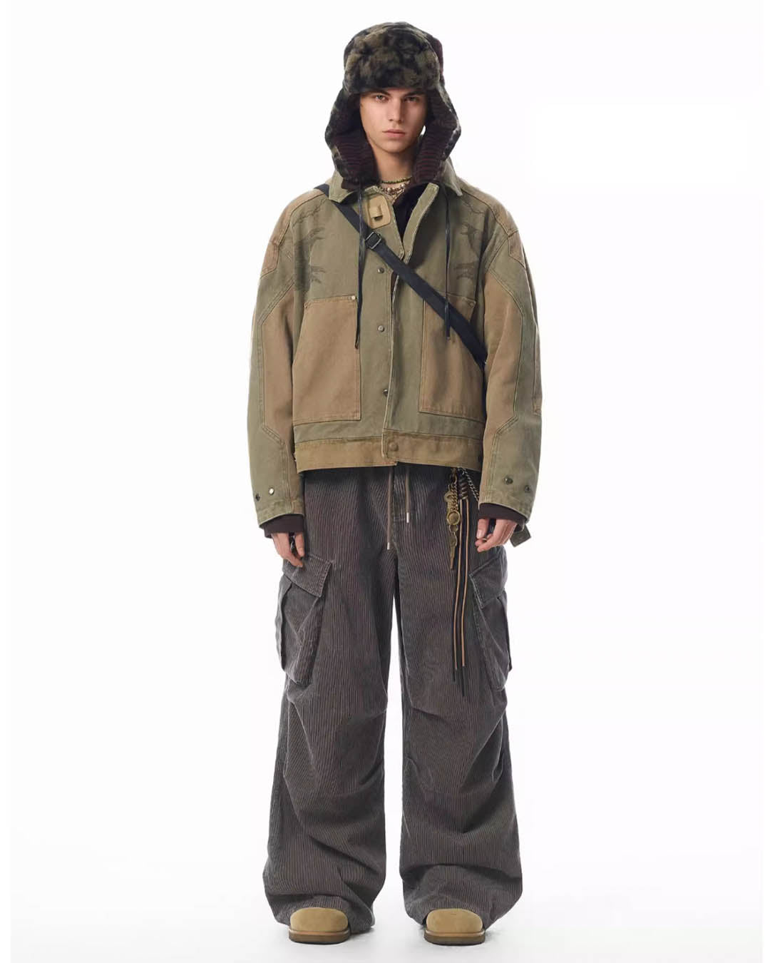 JHYQ Contrast Color Stitching Printed Canvas Work Jacket | Face 3 Face