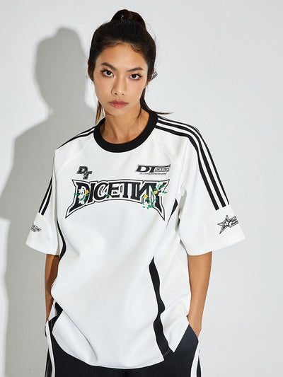 DICETINY Floral Logo Print Soccer Jersey Tee | Face 3 Face