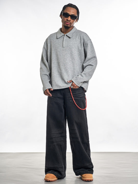 F3F Select Wrinkled Black Baggy Jeans | Face 3 Face