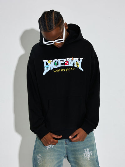 DICETINY Comics Logo 3D Embroidery Hoodie | Face 3 Face