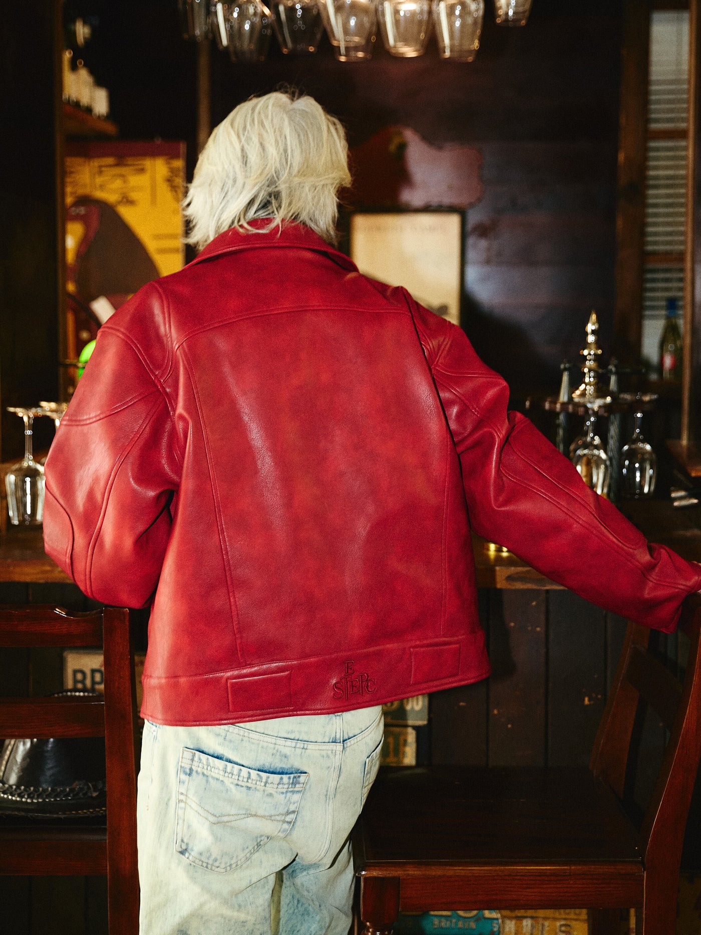 STEEPC Aged Washed Burgundy Red Short Leather Jacket | Face 3 Face