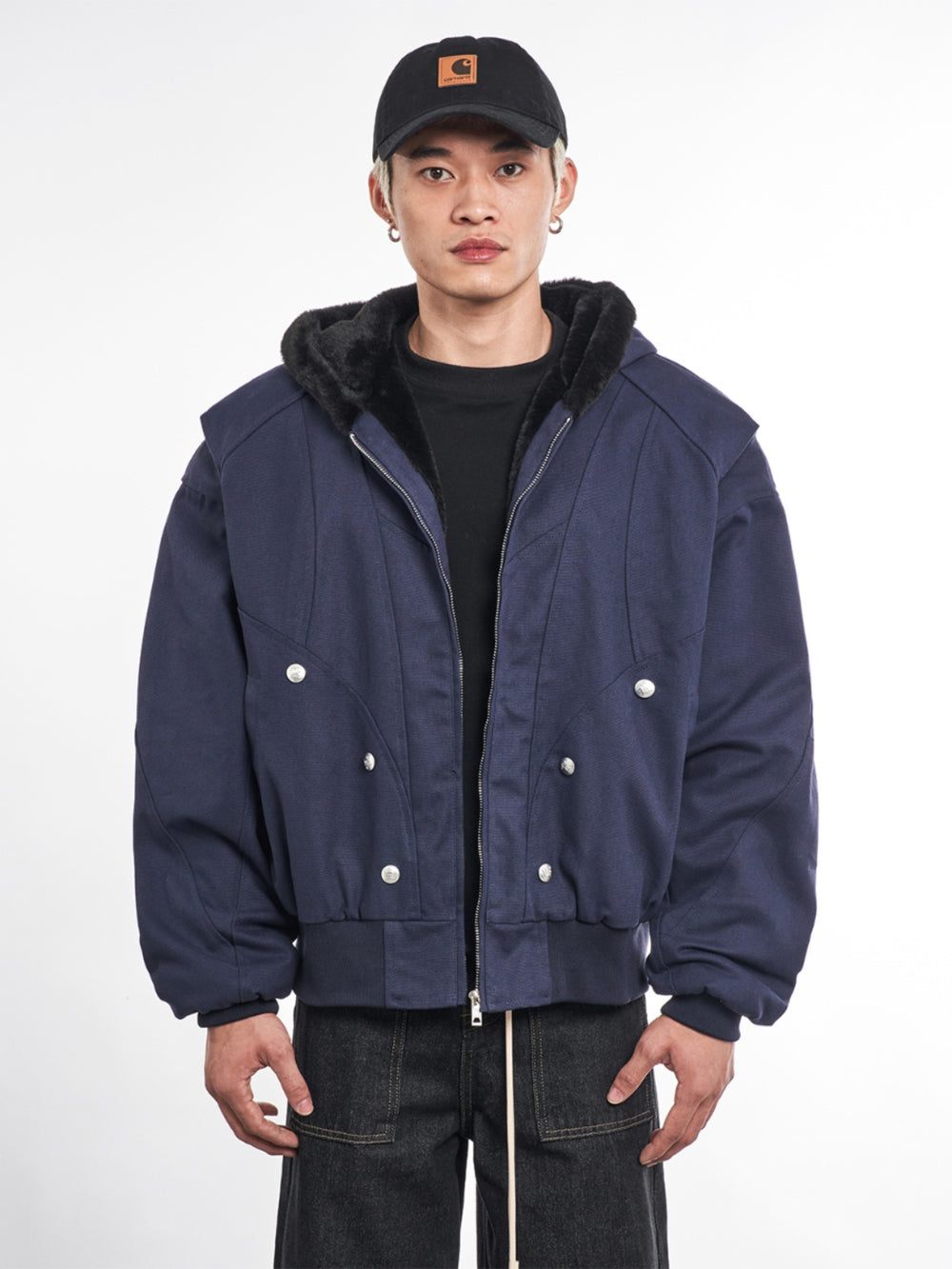 F3F Select Faux Rabbit Fur Lining Hoodie Work Jacket | Face 3 Face
