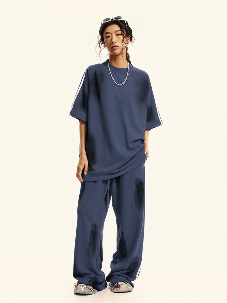 F3F Select Three Bars Spray Color Abrasion Wide Sweatpants