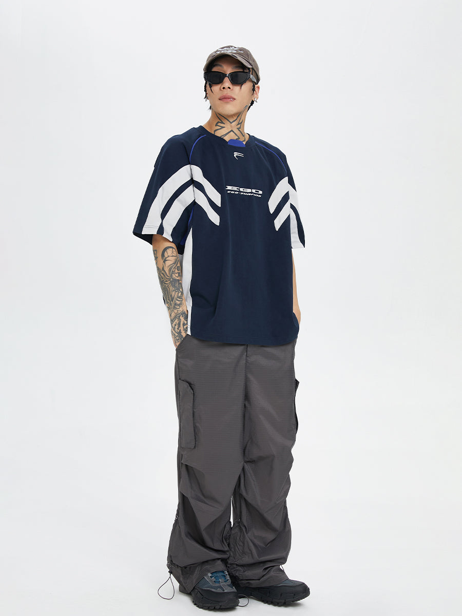 F2CE Contrasting Color Printing Embroidery Tee