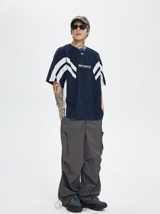 F2CE Contrasting Color Printing Embroidery Tee