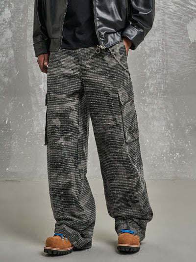 F3F Select Washed Brushed Camouflage Baggy Cargo Pants | Face 3 Face