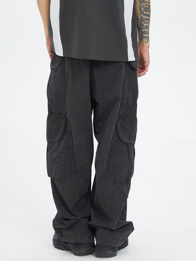 F2CE Large Pockets Workwear Pleated Wide Leg Pants