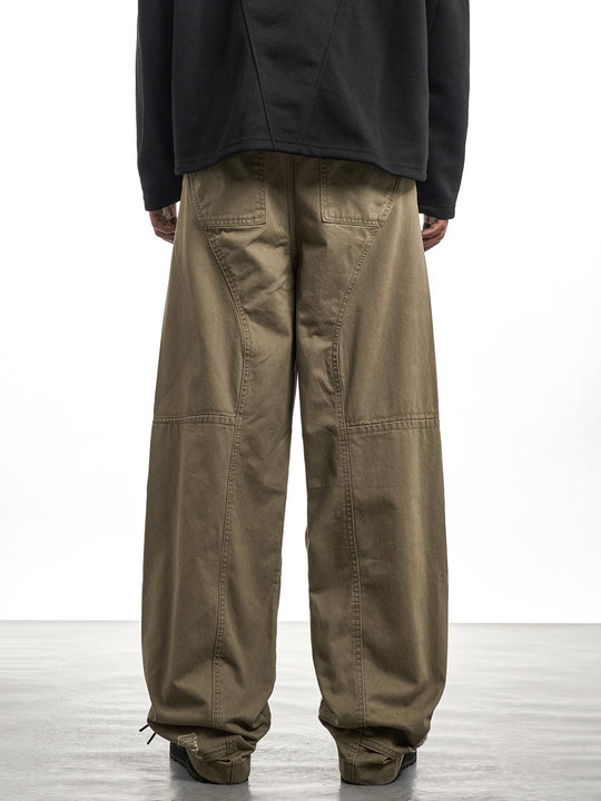 F3F Select Khaki Baggy Vertical Cut Work Pants | Face 3 Face