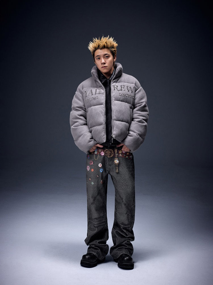 YADcrew Metal Pearl Knit Puffer Jacket | Face 3 Face