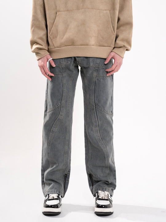 F3F Select Side Deconstruction Leg Zipper Design Jeans