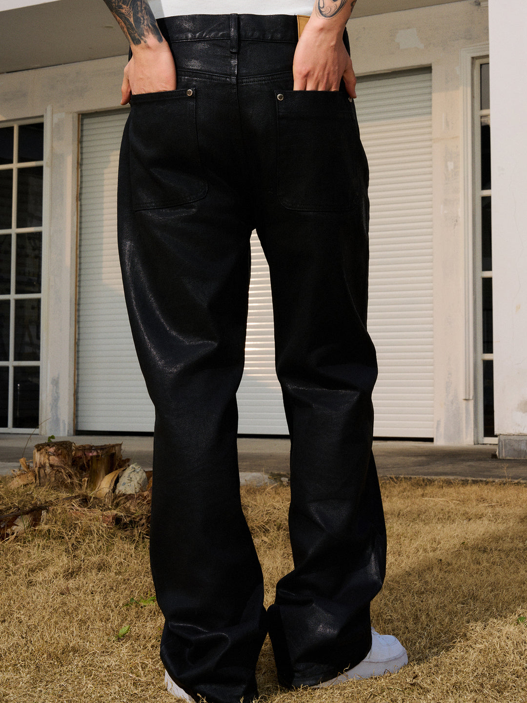 AFGK Brushed Wax Slim Straight Pants