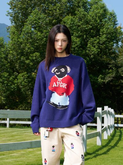 AFGK Bear Jacquard Knit Sweater | Face 3 Face