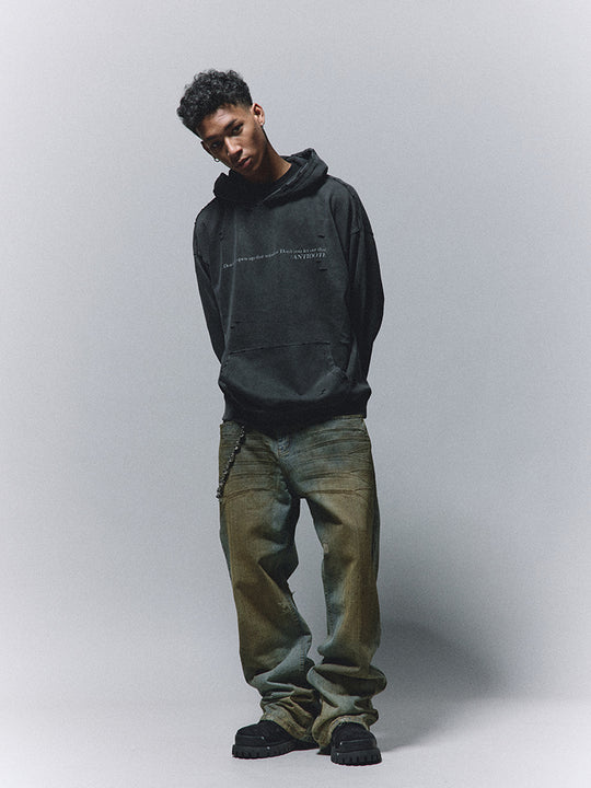 ANTIDOTE Micro Slim Dirty Herringbone Stripe Mud Dye Jeans | Face 3 Face