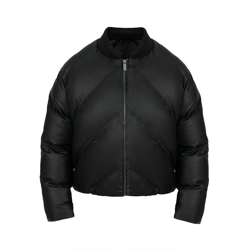 ANTIDOTE Slant Split Studs PU Leather Down Jacket | Face 3 Face