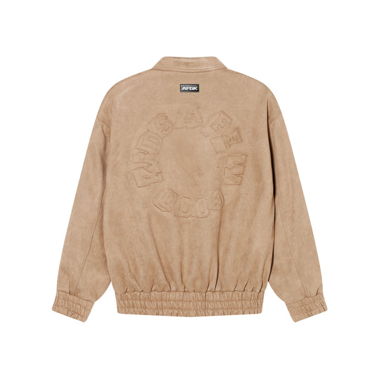 AFGK Steel Printed Suede Baseball Jacket | Face 3 Face