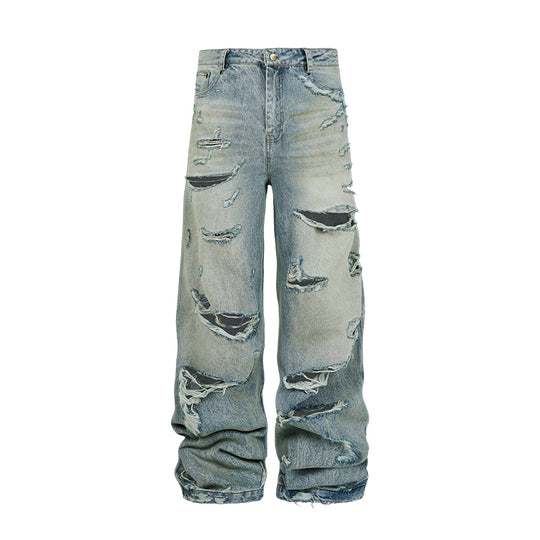 ANTIDOTE Heavy Damage Washed Broken Baggy Jeans | Face 3 Face