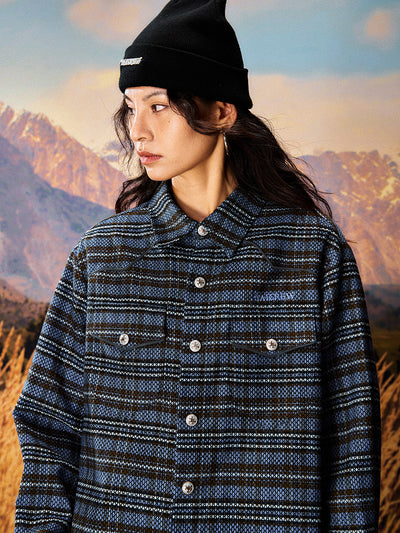 YADcrew Grid Textured Plaid Long Sleeve Shirt | Face 3 Face