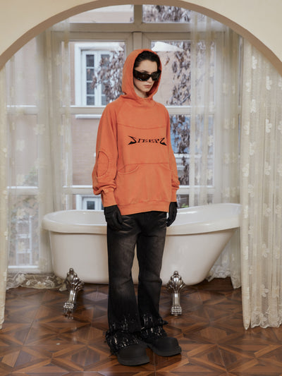 STEEPC Orange Structured Patchwork Hoodie | Face 3 Face