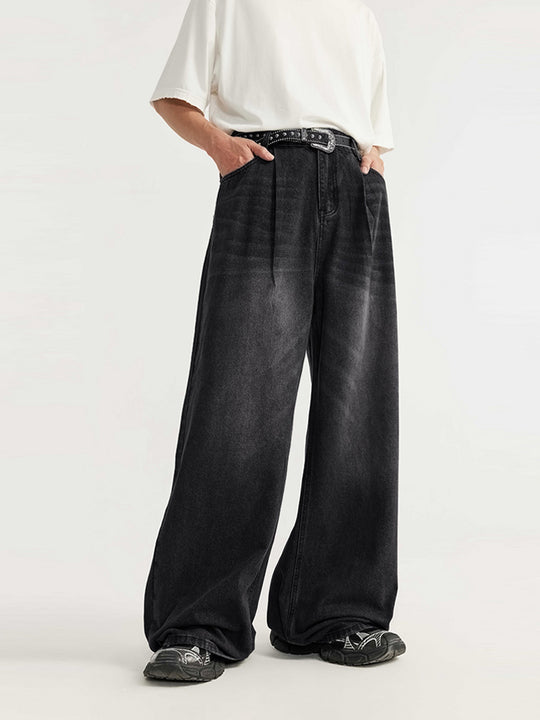 F3F Select Washed Wide Leg Tuck Jeans
