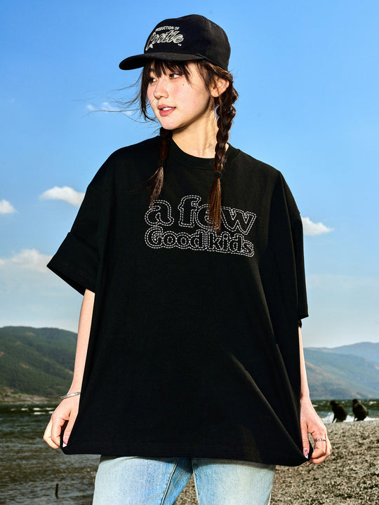 AFGK Ring Dotted Line Embroidery Tee