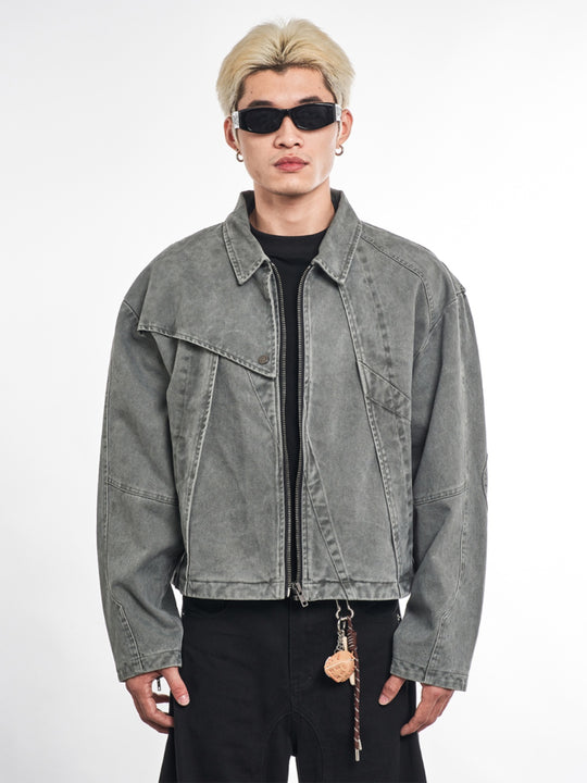 F3F Select Deconstructed Stitching Washed Denim Jacket | Face 3 Face