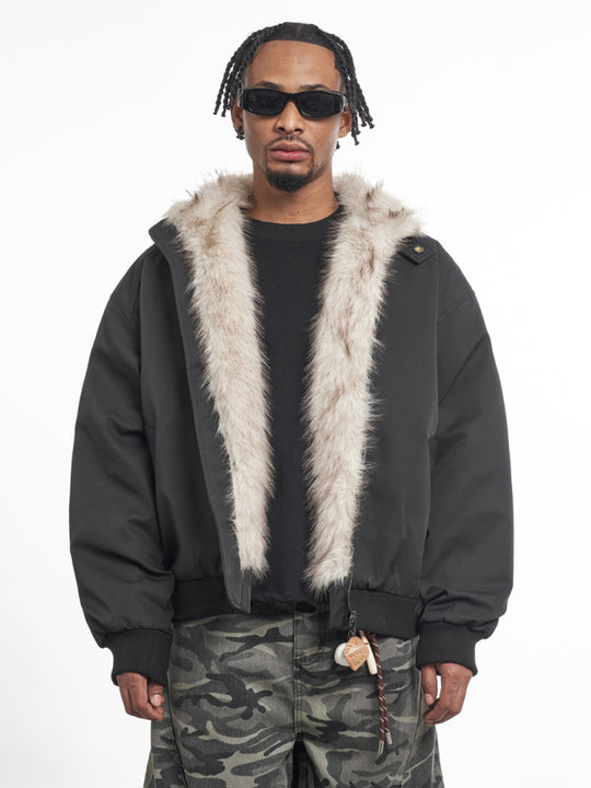 F3F Select Faux Fur Lining Bomber Jacket | Face 3 Face