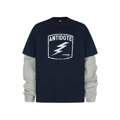 ANTIDOTE Fake Two Piece Waffle Print Long Sleeve Tee | Face 3 Face