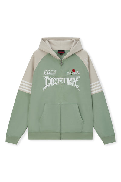 DICETINY Rose Embroidery Logo Printed Zip Up Hoodie | Face 3 Face