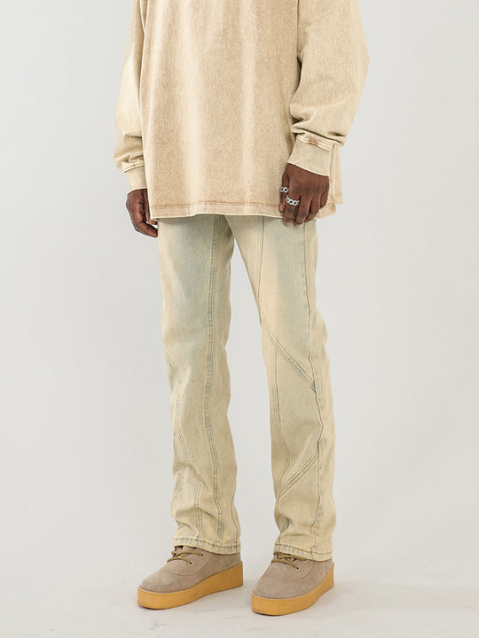 F3F Select Splicing Washed Yellow Mud Dye Jeans