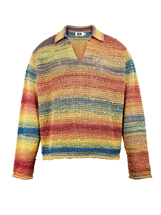 EVILKNIGHT(EK) Rainbow Dyeing Drum Wave Knit Sweater