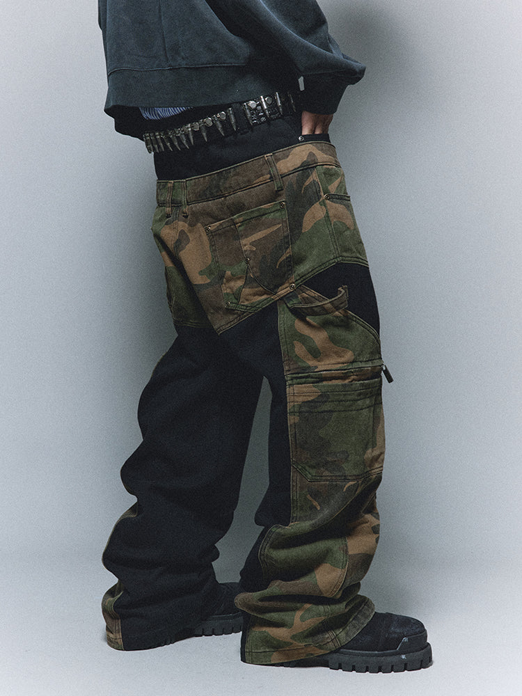 ANTIDOTE Camouflage Canvas Patchwork Baggy Pants | Face 3 Face