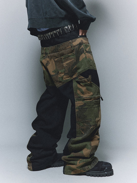 ANTIDOTE Camouflage Canvas Patchwork Baggy Pants | Face 3 Face