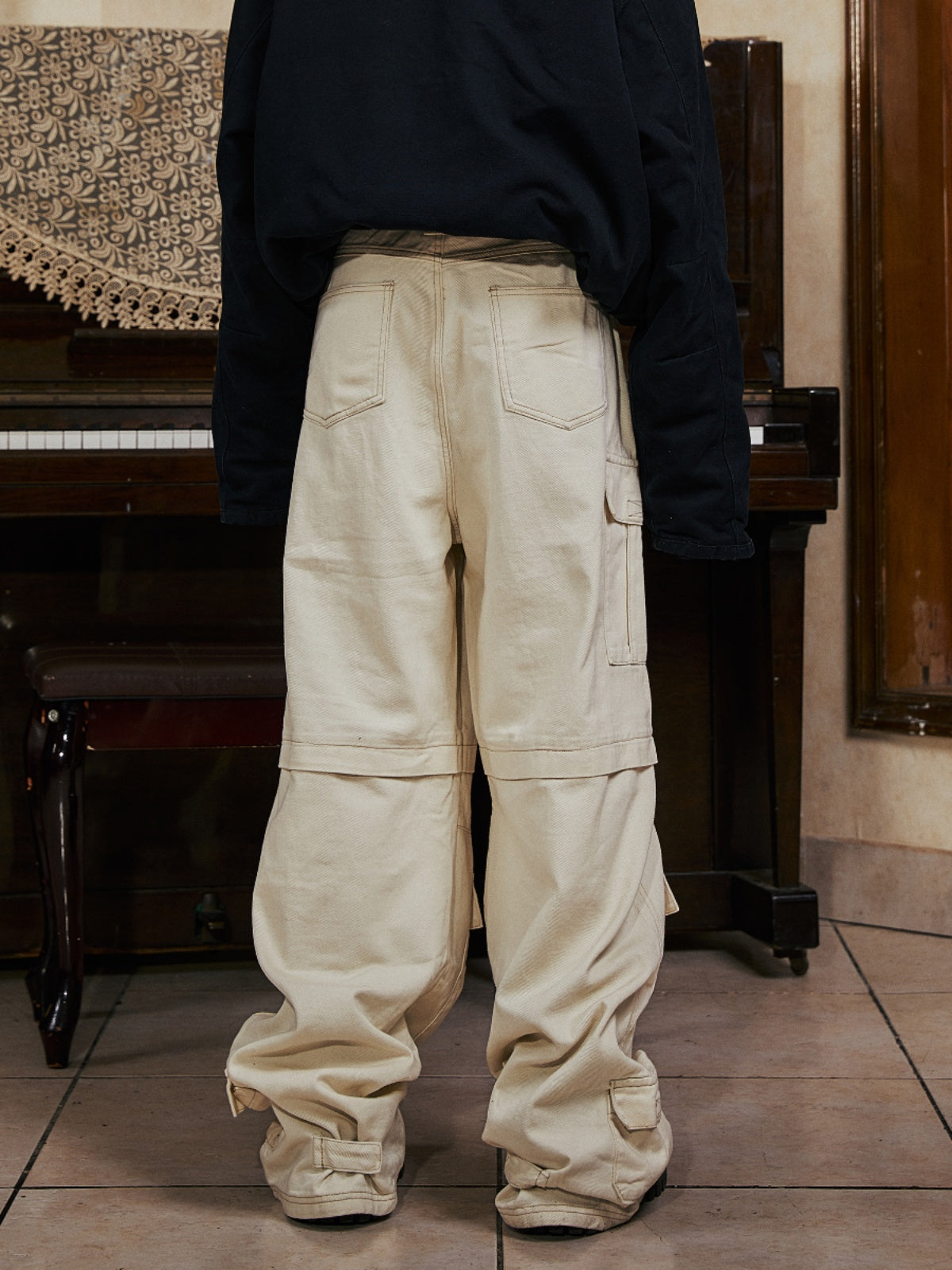 STEEPC Multi Pockets White Work Baggy Cargo Pants | Face 3 Face