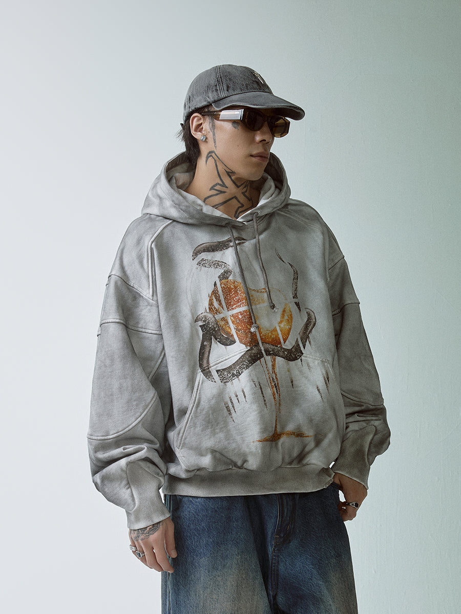 F2CE Dirty Dye Printed Hoodie | Face 3 Face