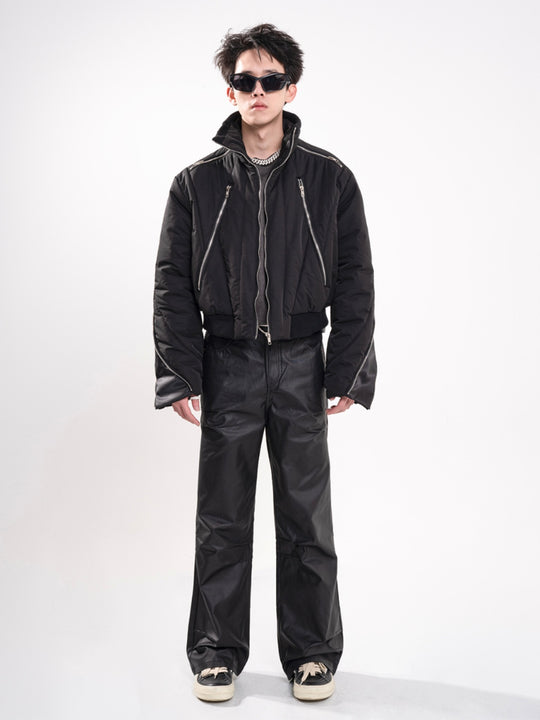 F3F Select Micro Flare Black Textured Leather Pants