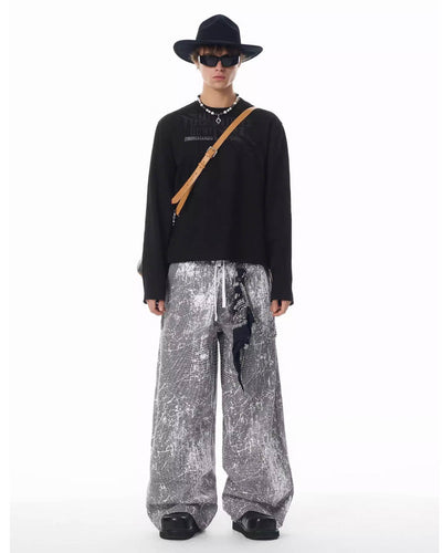 JHYQ Cracked Print Baggy Work Pants | Face 3 Face