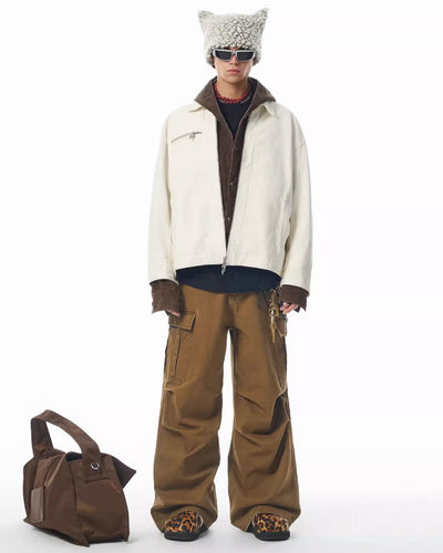 JHYQ Washed Pleated Work Baggy Cargo Pants | Face 3 Face