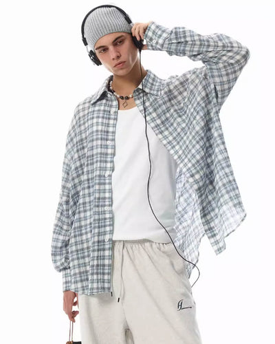 JHYQ Pleated Plaid Long Sleeved Shirt | Face 3 Face