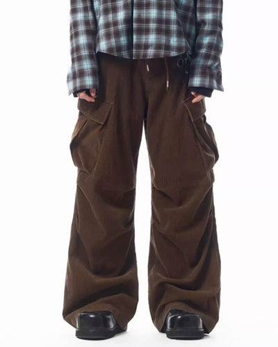 JHYQ Corduroy Pleated Baggy Pants | Face 3 Face