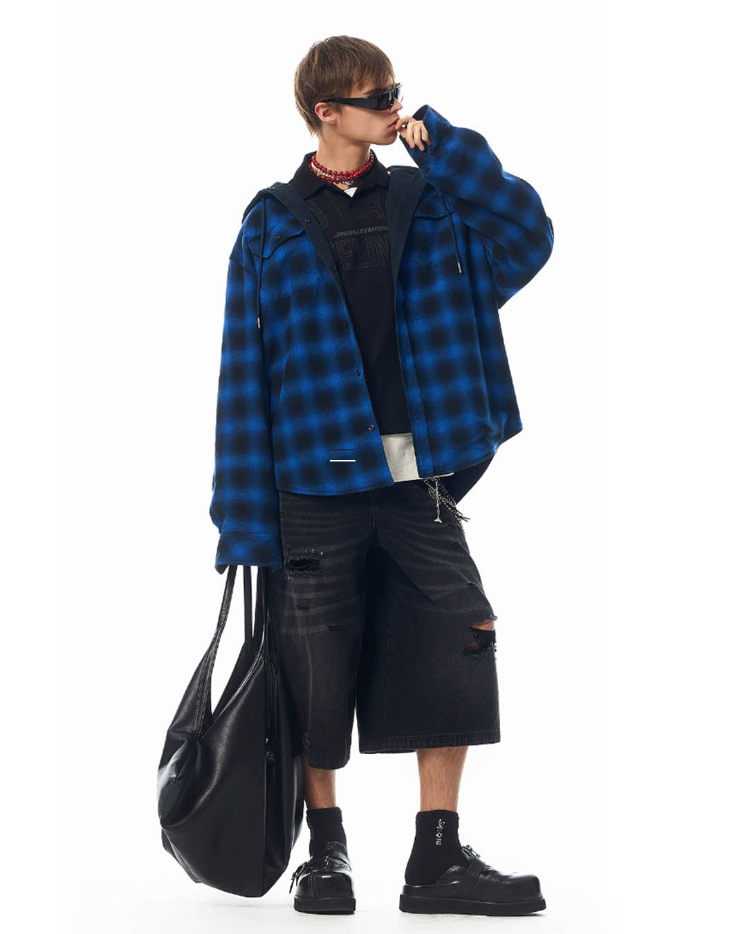 JHYQ Reversible 2WAY Hooded Plaid Shirt jacket | Face 3 Face